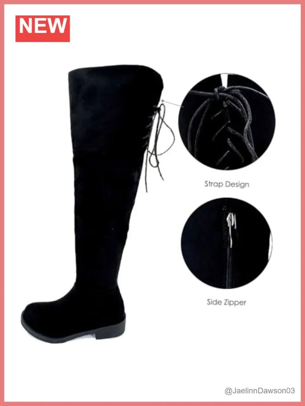 Wide Calf Suede Leather Over Knee High Chunky Heel Boots Side Zipper Lace Up